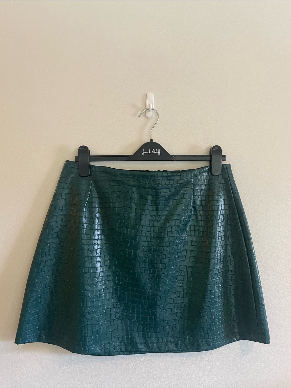 Emerald Green A-Line Faux Croc Mini Skirt